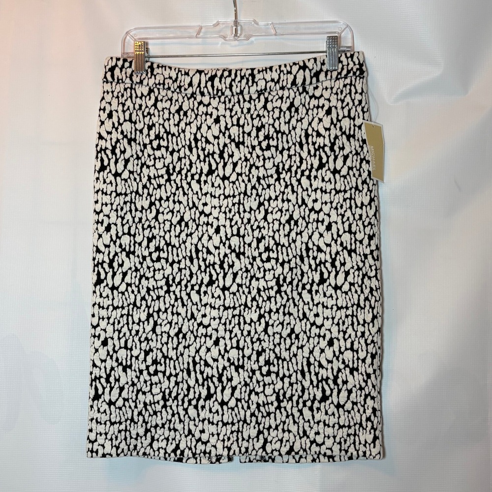 MICHAEL KORS Knit Animal Print Pencil Skirt Size M NWT Classic Career Office